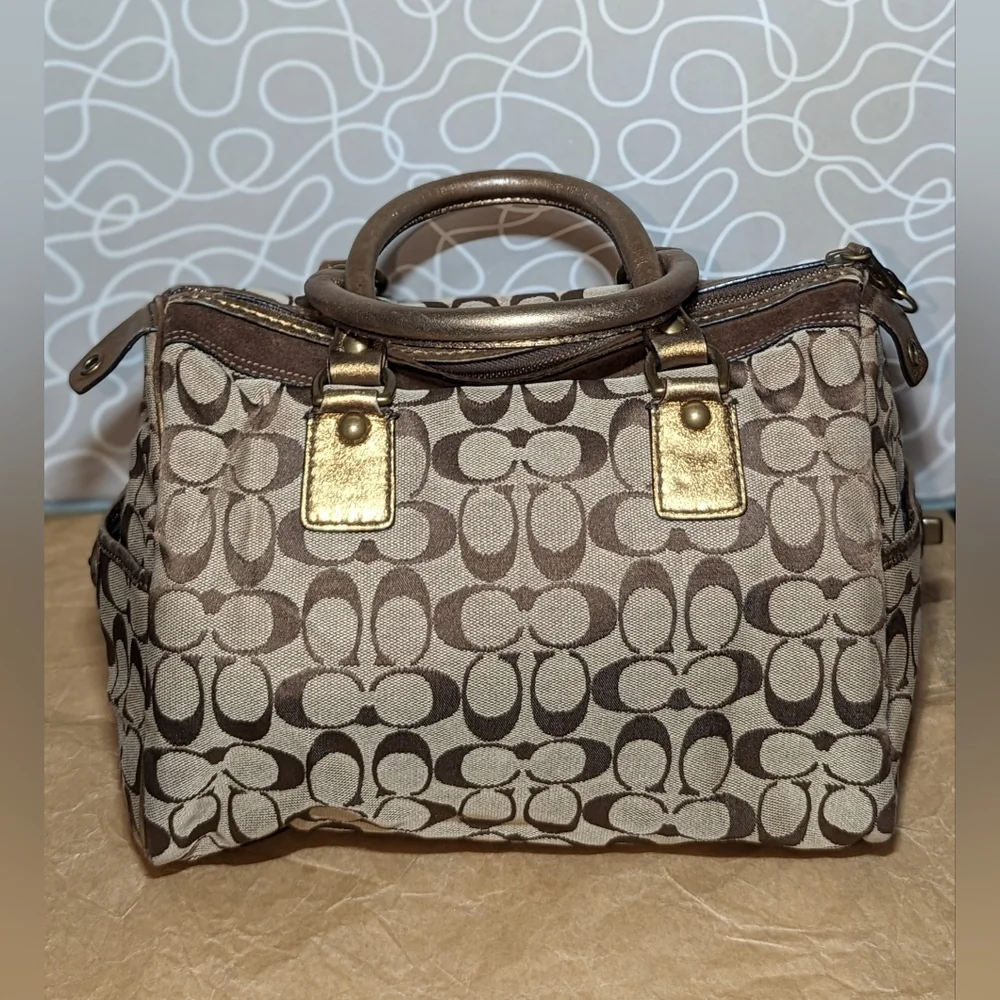 Coach Signature Bronze Boston Bag - Picture 2 of 13